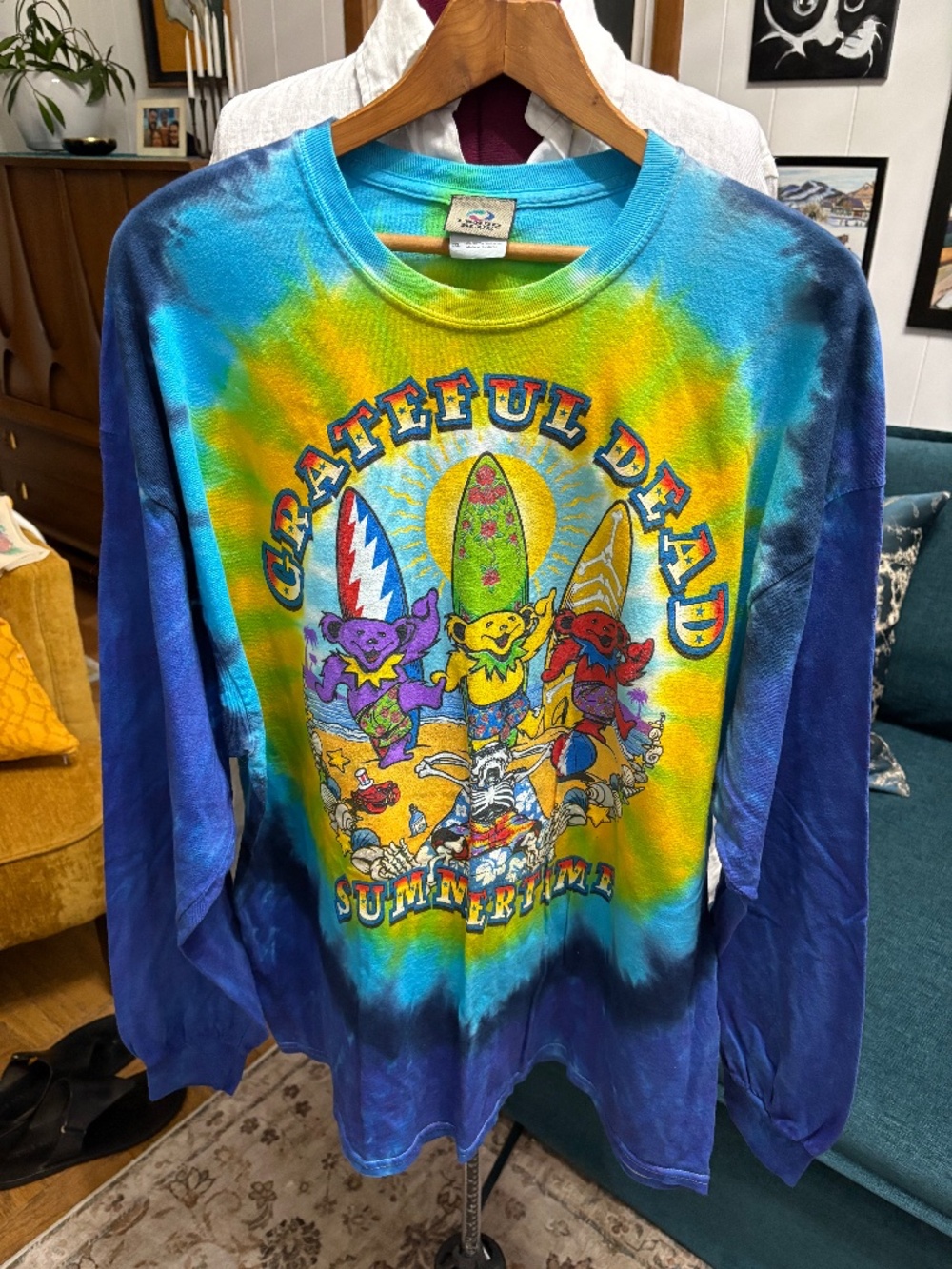 Vintage Liquid Blue Grateful Dead Tie Dye Tee Shirt